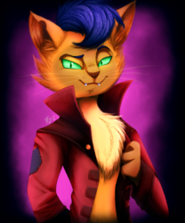 Size: 800x960 | Tagged: safe, artist:fj-c, capper dapperpaws, abyssinian, anthro, g4, my little pony: the movie, chest fluff, clothes, green eyes, looking at you, male, sexy, solo, stupid sexy capper