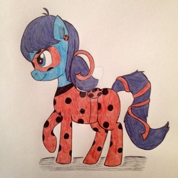 Size: 1024x1024 | Tagged: safe, artist:shinycyan, pony, miraculous ladybug, ponified, solo, traditional art, watermark