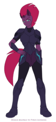 Size: 1406x3041 | Tagged: safe, artist:pyrus-leonidas, tempest shadow, anthro, plantigrade anthro, g4, my little pony: the movie, armor, broken horn, eye scar, female, horn, scar, simple background, solo, transparent background