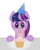 Size: 516x646 | Tagged: safe, artist:rhythmpixel, derpibooru exclusive, twilight sparkle, g4, birthday candles, candle, cupcake, female, food, happy birthday mlp:fim, hat, mlp fim's seventh anniversary, party hat, simple background, solo, transparent background