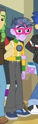 Size: 171x547 | Tagged: safe, screencap, flash sentry, micro chips, sandalwood, a banner day, equestria girls, g4, my little pony equestria girls: friendship games, clothes, cropped, glasses, male, offscreen character, shoes, sneakers