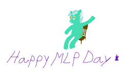 Size: 8268x4724 | Tagged: safe, artist:blue paintbrush, lyra heartstrings, g4, absurd resolution, chair, first image, happy birthday mlp:fim, mlp fim's seventh anniversary, photoshop