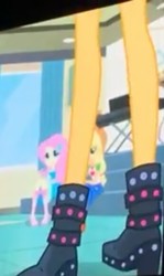 Size: 345x577 | Tagged: safe, screencap, applejack, fluttershy, sunset shimmer, equestria girls, equestria girls series, g4, overpowered (equestria girls), boots, female, legs, pictures of legs, shoes