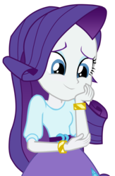 Size: 818x1252 | Tagged: safe, artist:rare-fashions15, rarity, equestria girls, g4, belt, blouse, bracelet, clothes, cute, female, hairpin, hand on face, jewelry, looking down, makeup, raribetes, shirt, simple background, skirt, smiling, solo, teenager, transparent background, vector