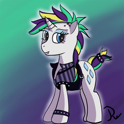 Size: 1000x1000 | Tagged: safe, artist:reflex-pony, rarity, pony, g4, it isn't the mane thing about you, alternate hairstyle, clothes, female, mare, punk, raripunk, short hair, smiling, solo
