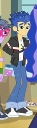 Size: 162x558 | Tagged: safe, screencap, flash sentry, micro chips, princess luna, vice principal luna, a banner day, equestria girls, g4, my little pony equestria girls: friendship games, arm behind back, clothes, cropped, jacket, male, offscreen character, pants, shoes, sneakers