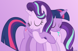 Size: 6910x4492 | Tagged: safe, artist:mandash1996, starlight glimmer, twilight sparkle, alicorn, pony, unicorn, g4, shadow play, absurd resolution, duo, duo female, female, hug, mare, simple background, twilight sparkle (alicorn), vector