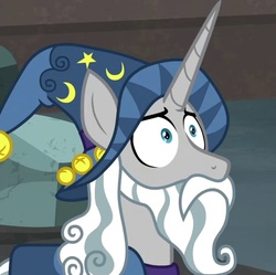 Size: 567x565 | Tagged: safe, screencap, star swirl the bearded, pony, unicorn, g4, shadow play, cropped, hat, male, stallion