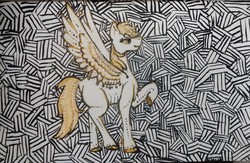 Size: 1280x835 | Tagged: safe, artist:daydragon13, derpy hooves, pony, g4, female, raised hoof, solo, traditional art