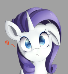 Size: 3000x3300 | Tagged: safe, artist:posionjoke, rarity, pony, unicorn, g4, bust, ear flick, female, floppy ears, heart, high res, looking at you, sad, solo