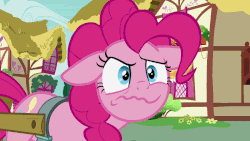 Size: 800x450 | Tagged: safe, screencap, pinkie pie, earth pony, pony, g4, season 7, secrets and pies, angry, animated, betrayed, ears back, faic, female, gif, mare, solo, wavy mouth