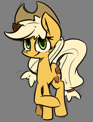 Size: 539x704 | Tagged: safe, artist:luxaestas, applejack, earth pony, pony, g4, cowboy hat, female, gray background, hat, looking at you, mare, simple background, solo