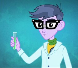 Size: 412x358 | Tagged: safe, screencap, micro chips, equestria girls, g4, my little pony equestria girls: friendship games, clothes, cropped, glasses, lab coat, male