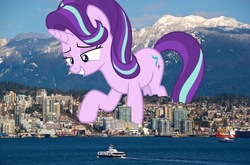 Size: 674x446 | Tagged: safe, artist:rustynugget616, starlight glimmer, pony, g4, giant pony, giant starlight glimmer, irl, macro, photo, ponies in real life, solo