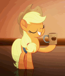 Size: 809x954 | Tagged: safe, edit, edited screencap, screencap, applejack, rainbow dash, earth pony, pegasus, pony, g4, my little pony: the movie, animated, applejack's hat, cider, cider mug, cowboy hat, cropped, cute, cutie mark, duo, eyes closed, female, gif, grin, hat, hooves, jackabetes, lyrics, mare, mug, rainbow (song), silly, silly pony, smiling, stealing, tankard, text, that pony sure does love cider, wings, yoink