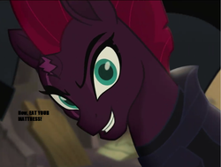 Size: 1054x797 | Tagged: safe, edit, edited screencap, screencap, tempest shadow, g4, my little pony: the movie, ed edd n eddy, evil grin, grin, once bitten twice ed, reference, silly little ponies, smiling
