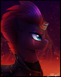 Size: 1442x1800 | Tagged: safe, artist:cloud-drawings, tempest shadow, pony, unicorn, g4, my little pony: the movie, broken horn, eye scar, female, horn, mare, scar, solo, sparking horn