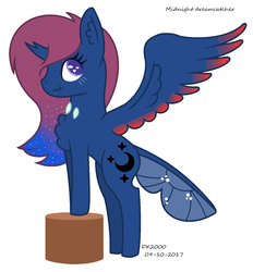 Size: 1272x1372 | Tagged: safe, artist:katja060902, oc, oc only, :t, blushing, colored wings, offspring, parent:pharynx, parent:princess luna, parents:lunynx, scrunchy face, simple background, solo, standing, white background