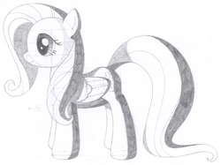 Size: 1960x1466 | Tagged: safe, artist:aafh, fluttershy, pegasus, pony, g4, female, monochrome, solo, traditional art