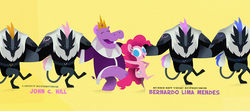Size: 1296x577 | Tagged: safe, screencap, pinkie pie, queen of the hippos, hippopotamus, pony, g4, my little pony: the movie, credits, crown, dancing, jewelry, pointy ponies, regalia, storm guard