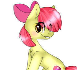 Size: 3500x3200 | Tagged: safe, artist:katzishiki, apple bloom, earth pony, pony, g4, bust, cutie mark, female, filly, high res, simple background, solo, the cmc's cutie marks, transparent background