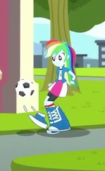 Size: 344x558 | Tagged: safe, screencap, rainbow dash, equestria girls, g4, my little pony equestria girls: summertime shorts, subs rock, ball, cropped, female, great moments in animation, smear frame, solo