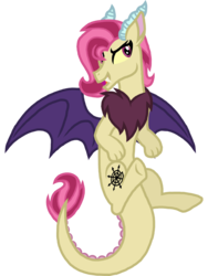 Size: 1024x1360 | Tagged: safe, artist:saukapie, oc, oc only, oc:bedlam, hybrid, kindverse, interspecies offspring, offspring, parent:discord, parent:fluttershy, parents:discoshy, solo