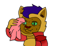 Size: 1087x830 | Tagged: safe, artist:sunnzio, capper dapperpaws, abyssinian, cat, anthro, g4, my little pony: the movie, chest fluff, male, simple background, solo, sweat, sweating towel guy, towel, white background