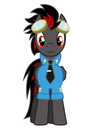 Size: 744x1052 | Tagged: safe, artist:chainchomp2 edits, artist:xenoneal, oc, oc only, oc:shadow blitz, pegasus, pony, .svg available, clothes, goggles, male, recolor, red and black oc, simple background, solo, stallion, svg, transparent background, vector, wonderbolts dress uniform