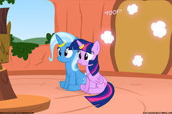 Size: 1048x696 | Tagged: safe, artist:navitaserussirus, trixie, twilight sparkle, alicorn, pony, unicorn, g4, cropped, female, golden oaks library, horn, horn ring, lesbian, mare, ship:twixie, shipping, twilight sparkle (alicorn)