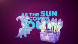 Size: 1280x720 | Tagged: safe, trixie, pony, unicorn, g4, my little pony: the movie, bipedal, cape, clothes, fireworks, hat, lyrics, rainbow (song), rearing, sia (singer), song reference, trixie's cape, trixie's hat