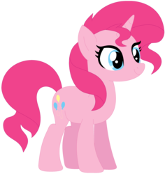 Size: 1024x1087 | Tagged: safe, artist:ra1nb0wk1tty, pinkie pie, sunset shimmer, pony, unicorn, g4, female, mare, palette swap, recolor, simple background, solo, transparent background
