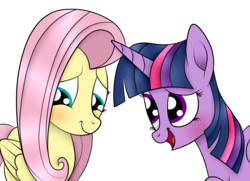 Size: 1936x1400 | Tagged: safe, artist:squipycheetah, fluttershy, twilight sparkle, alicorn, pegasus, pony, g4, blushing, cute, duo, duo female, female, lesbian, looking away, mare, ship:twishy, shipping, shyabetes, simple background, transparent background, twiabetes, twilight sparkle (alicorn)
