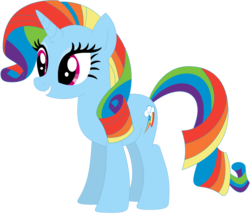 Size: 1024x875 | Tagged: safe, artist:ra1nb0wk1tty, rainbow dash, rarity, pony, unicorn, g4, backwards cutie mark, female, mare, palette swap, rainbow fash, recolor, simple background, smiling, solo, transparent background
