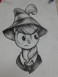 Size: 3120x4160 | Tagged: safe, artist:jchu9151, applejack, g4, hearth's warming eve (episode), 8b pencil, clothes, hat, solo, traditional art