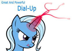 Size: 3000x2146 | Tagged: safe, artist:datbrass, trixie, pony, unicorn, g4, :q, bust, determined, dial-up, ethernet, female, frown, glare, high res, magic, magical unicorn access point, mare, portrait, simple background, solo, tongue out, transparent background