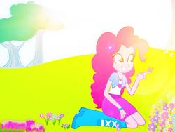 Size: 960x720 | Tagged: artist needed, safe, pinkie pie, equestria girls, g4, beautiful, flower, smiling