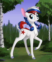 Size: 1200x1450 | Tagged: safe, artist:sirzi, oc, oc only, oc:marussia, deer, fordeer, original species, nation ponies, russia, solo