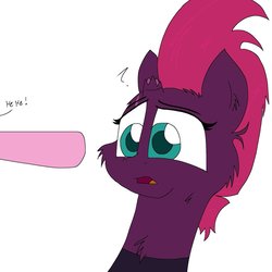 Size: 1200x1200 | Tagged: safe, artist:kdbrony, part of a set, fizzlepop berrytwist, pinkie pie, tempest shadow, earth pony, pony, unicorn, g4, my little pony: the movie, colored pupils, female, fluffy, imminent boop, mare, offscreen character, open mouth, simple background, solo focus, white background