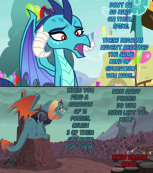 Size: 1280x1445 | Tagged: safe, edit, edited screencap, screencap, dragon lord torch, garble, princess ember, dragon, g4, gauntlet of fire, triple threat, dialogue, dragon lands, implied genocide, implied murder, implied spike, screencap comic