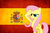 Size: 900x600 | Tagged: safe, artist:pacman552, fluttershy, g4, flag, hispanic day, mouthpiece, patriot, patriotism, rainbow dash salutes, salute, spain