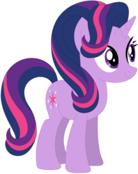 Size: 1024x1293 | Tagged: safe, artist:ra1nb0wk1tty, starlight glimmer, twilight sparkle, pony, unicorn, g4, female, mare, palette swap, recolor, simple background, smiling, solo, transparent background