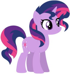 Size: 1024x1087 | Tagged: safe, artist:ra1nb0wk1tty, sunset shimmer, twilight sparkle, pony, unicorn, g4, female, mare, palette swap, recolor, simple background, smiling, solo, transparent background
