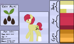 Size: 4001x2393 | Tagged: safe, artist:snowi-draws1997, oc, oc only, oc:apple seed, earth pony, pony, color palette, cutie mark, male, offspring, parent:apple bloom, parent:pipsqueak, parents:pipbloom, reference sheet, solo, stallion