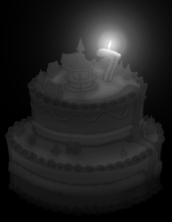 Size: 502x648 | Tagged: safe, artist:gliconcraft, cake, candle, food, happy birthday mlp:fim, mlp fim's seventh anniversary, ponyville