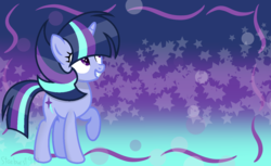 Size: 1221x746 | Tagged: safe, artist:starburst987, oc, oc only, pony, unicorn, abstract background, female, magical lesbian spawn, mare, offspring, parent:rainbow dash, parent:twilight sparkle, parents:twidash, solo, wallpaper