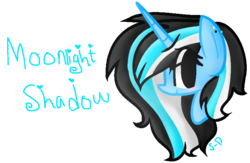 Size: 769x501 | Tagged: safe, artist:sparkle-draw, oc, oc only, oc:moonlight shadow, alicorn, pony, alicorn oc, art trade, blushing, bust, ear piercing, earring, female, horn, jewelry, mare, piercing, profile, simple background, solo, transparent background