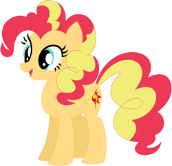 Size: 1024x991 | Tagged: safe, artist:ra1nb0wk1tty, pinkie pie, sunset shimmer, earth pony, pony, g4, female, mare, palette swap, recolor, simple background, solo, transparent background