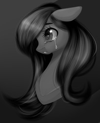 Size: 679x831 | Tagged: safe, artist:clefficia, fluttershy, pegasus, pony, g4, bust, crying, female, floppy ears, looking away, mare, monochrome, portrait, solo, teary eyes