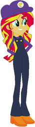 Size: 155x557 | Tagged: safe, artist:selenaede, artist:user15432, sunset shimmer, human, equestria girls, g4, barely eqg related, barely pony related, base used, clothes, crossover, female, hasbro, hasbro studios, hat, long sleeved shirt, long sleeves, male, nintendo, overalls, purple hat, shoes, solo, super mario bros., waluigi, waluigi's hat, waluset